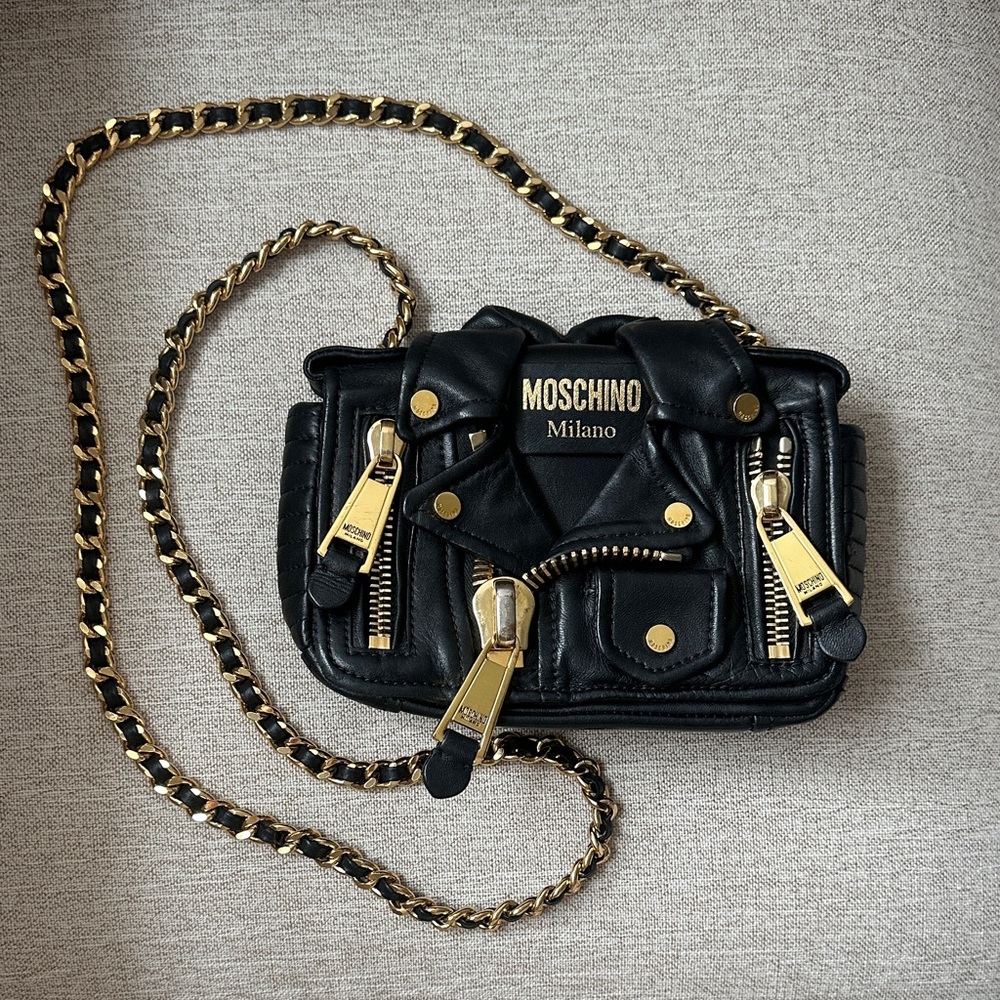 Moschino Biker Leather Crossbody Bag